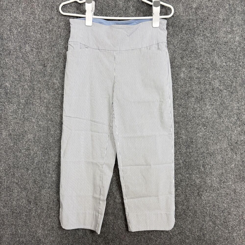 S.C. & Co Crop Capri Stretch Pants Womens Size 6 Blue White Striped